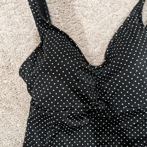 Miraclesuit Black with White Polkadots Tankini Size 12D - Picture 2 of 6